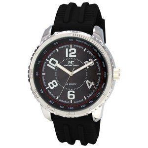 51mm Montres Carlo Silicone Band Quartz Dress Luxury Silver Black Men's Watch